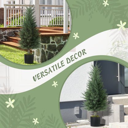 HOMCOM Artificial Cypress Tree, 90 cm Fake Cypress Tree with Plastic Pots, UV-Resistant Faux Plants for Garden Front Porch Decoration, 2 Pack