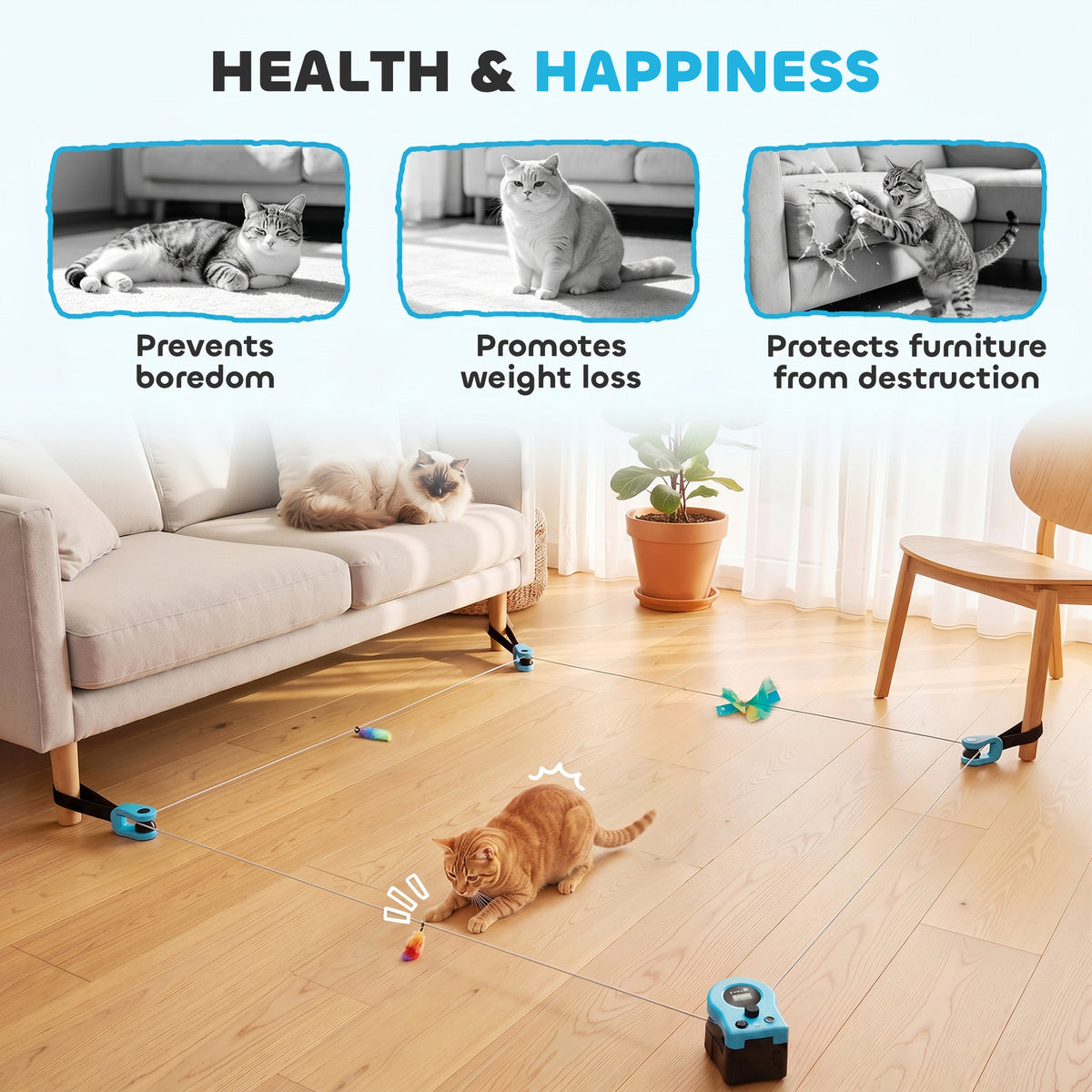 PawHut Interactive Cat Toy for Indoor Kittens & Adult with Adjustable Speed, DIY Track & Mouse Sound