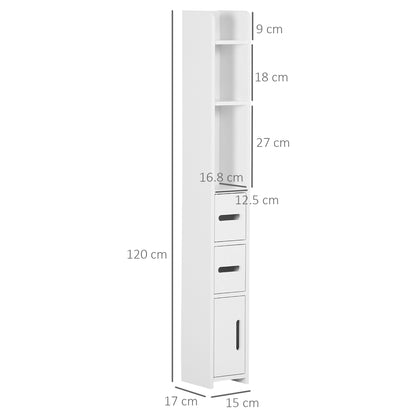 kleankin Modern Bathroom Storage Cabinet, Freestanding Tall Bathroom Cabinet with Open Shelves for Bedroom Hallway, White
