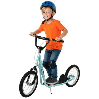 HOMCOM Kick Scooters for Kids with Adjustable Height, Anti-Slip Deck, Dual Brakes, Rubber Tyres, for Boys and Girls Aged 5+ Years Old - Blue