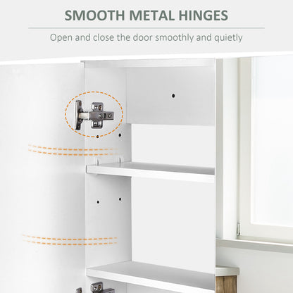 HOMCOM 80 x 15 cm Double Door Bathroom Mirror Cabinet - White