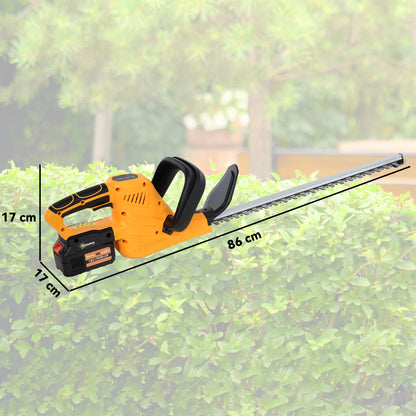 Outsunny 20" Cordless Hedge Trimmer, 18V Electric Hedge Cutter with 51cm Dual Action Blade, 2 x 4000mAh Batteries and Brushless Motor for Garden Branches, Shrubs, Twigs, Orange