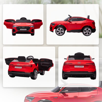 HOMCOM Audi E-tron Licensed 12V Kids Electric Ride on, Electric Car for Kids, with Parental Remote, Music Lights MP3, Suspension Wheels, for 3-5 Years, Red