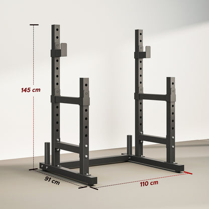 SPORTNOW Adjustable Squat Rack with Plate Holders, 300 kg Load