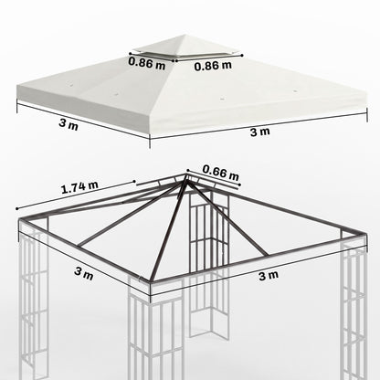 Outsunny 3 x 3 m Replacement Gazebo Canopy - Cream White