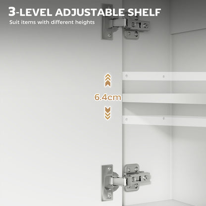 HOMCOM Bathroom Mirror Cabinet with Soft-Close Doors and Adjustable Shelf - White