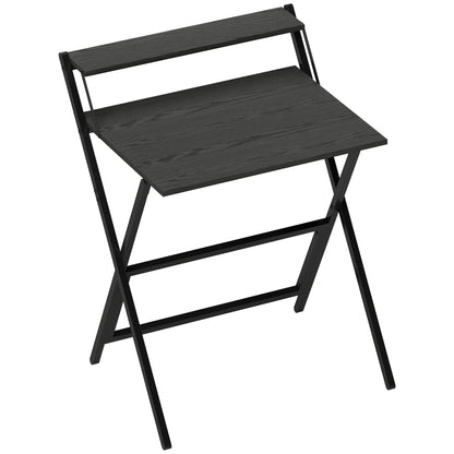 HOMCOM 70 cm Folding Computer Desk with Monitor Shelf - Black