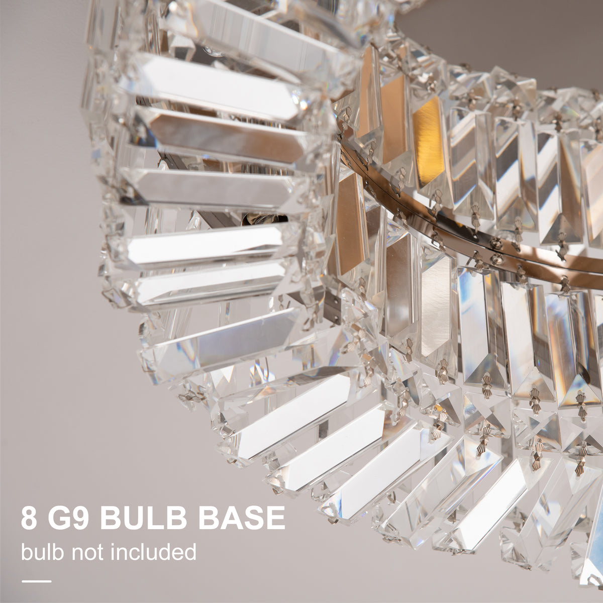HOMCOM Crystal Chandeliers with Crystal Pendants, 8-Light Ceiling Light for Living Room, Bedroom Dining Room, Silver Tone