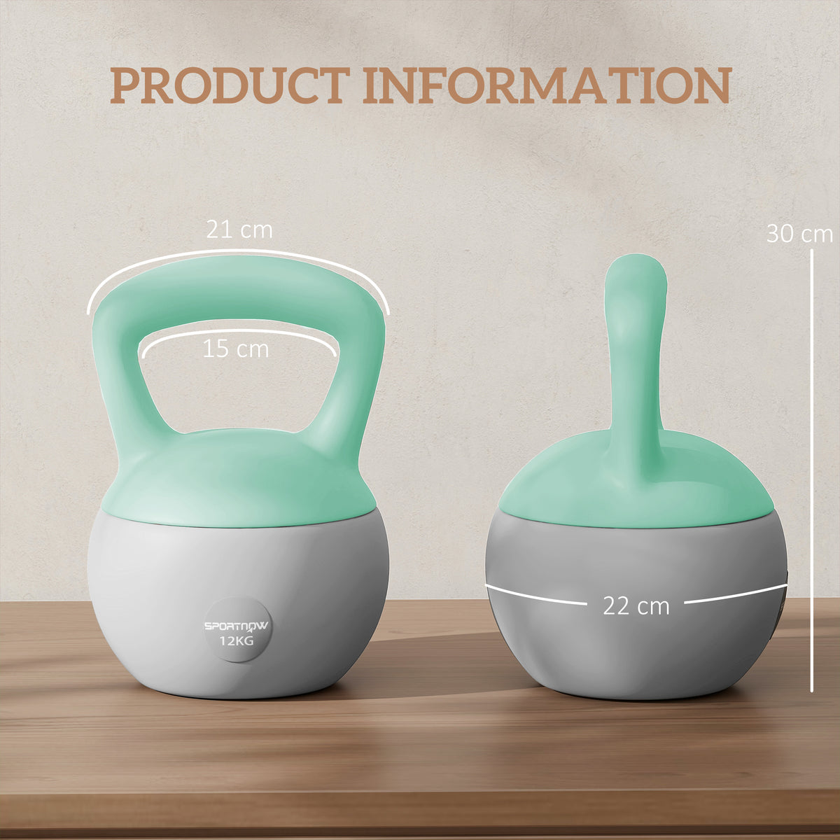 SPORTNOW 12KG Soft Kettlebell, Kettlebell with Non-Slip Handle for Home Gym, Weight Lifting, Strength Training, Green/Grey