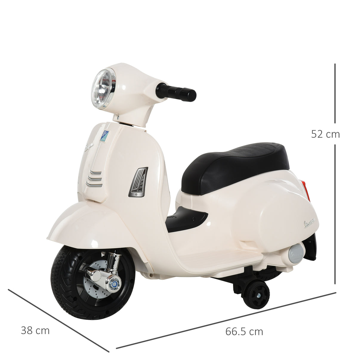 HOMCOM Vespa Licensed 6V Kids Electric Motorbike Ride On Motorcycle  Battery Powered for 18-36 Months with Horn, White