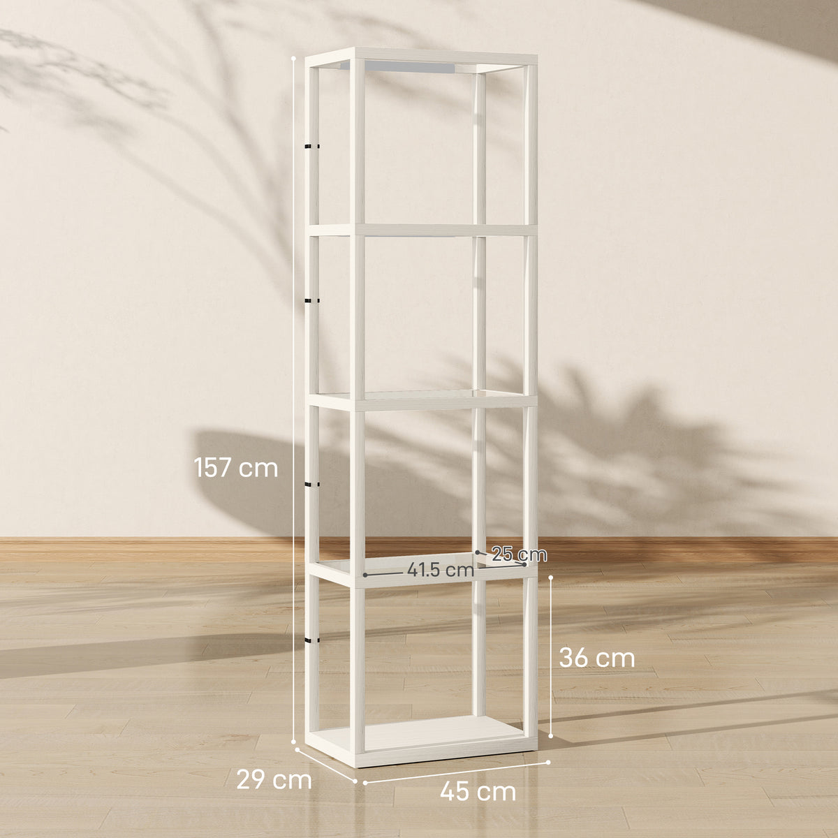 HOMCOM Four-Shelf Floor Lamp - Bleached Oak