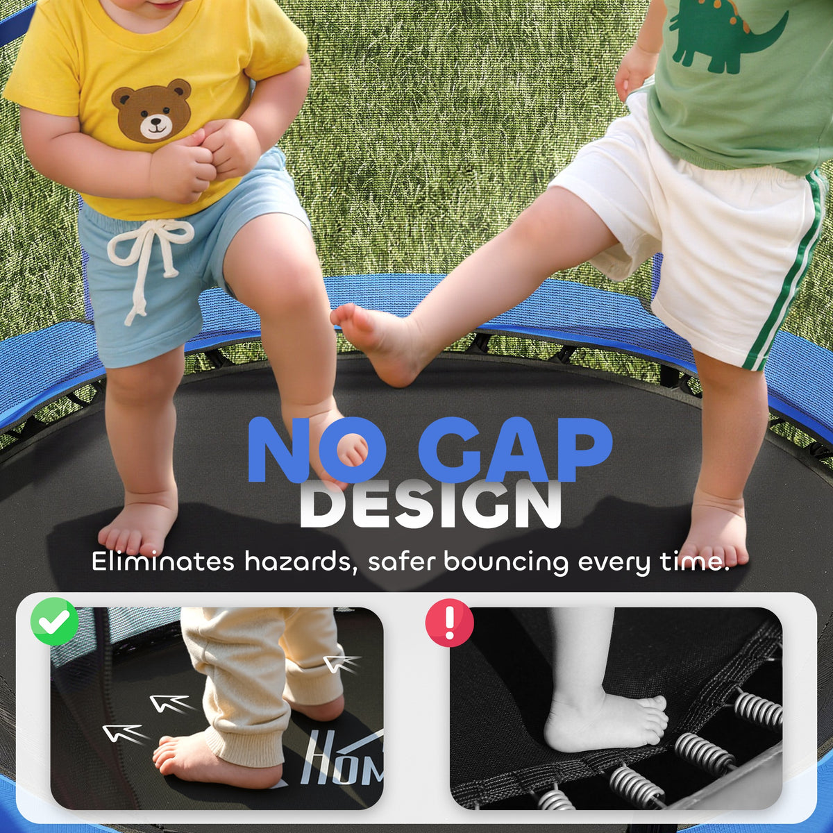 HOMCOM 4.6FT/55" Kids Trampoline with Enclosure Net, Outdoor Indoor Use, for Ages 3-10 Years, Blue