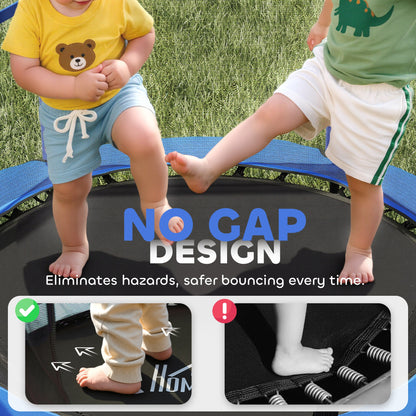 HOMCOM 4.6FT/55" Kids Trampoline with Enclosure Net, Outdoor Indoor Use, for Ages 3-10 Years, Blue