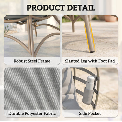 Outsunny Egg Chair with Cushion & Side Pocket - Light Grey