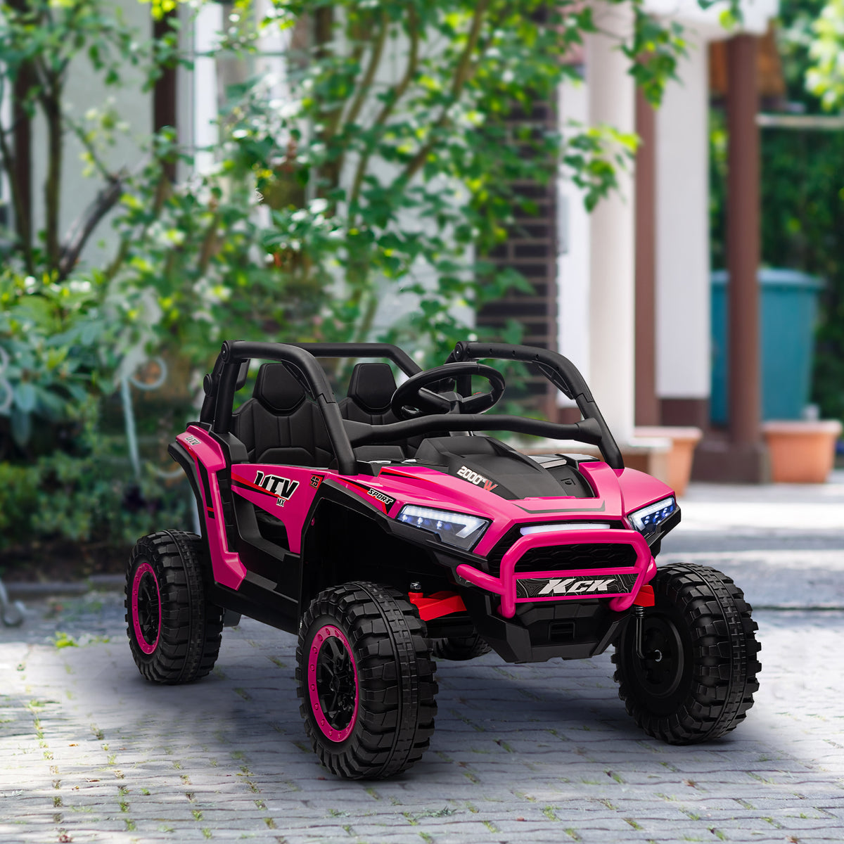AIYAPLAY 2 Seater 24V 7AH Ride on Truck, Battery Powered Electric Ride On Car w/ Remote, Suspension, 3 Speeds, Pink