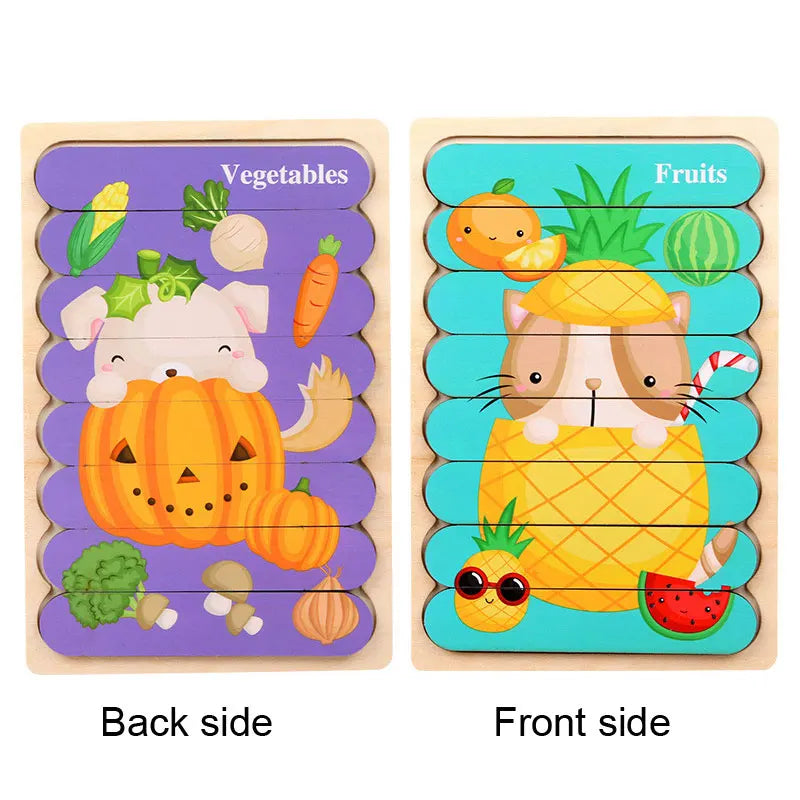 Montessori Toys 2 years Wooden Puzzles For Kids Chid Baby Learning Education Child Game montessori 3D Puzzle Childrens 2 3 Years