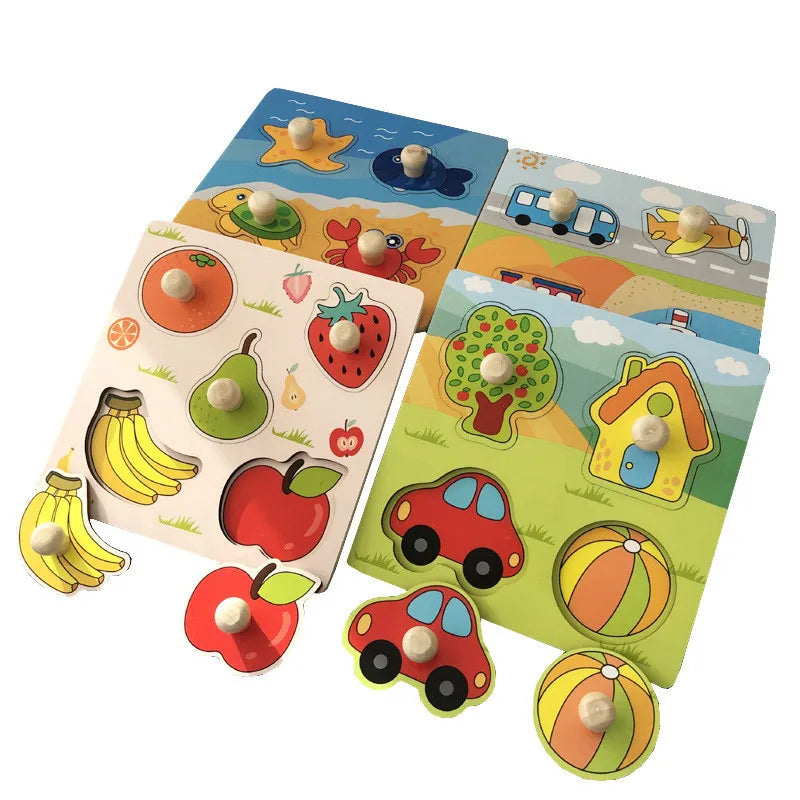 Montessori Toys 2 years Wooden Puzzles For Kids Chid Baby Learning Education Child Game montessori 3D Puzzle Childrens 2 3 Years