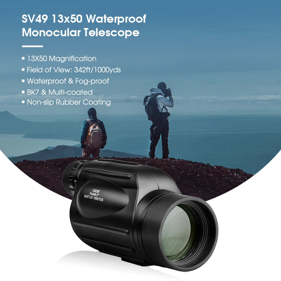 Svbony Telescope SV49 13x50 Monocular Powerful,Professional Monoculars,Waterproof,camping Equipment,for travel and hunting