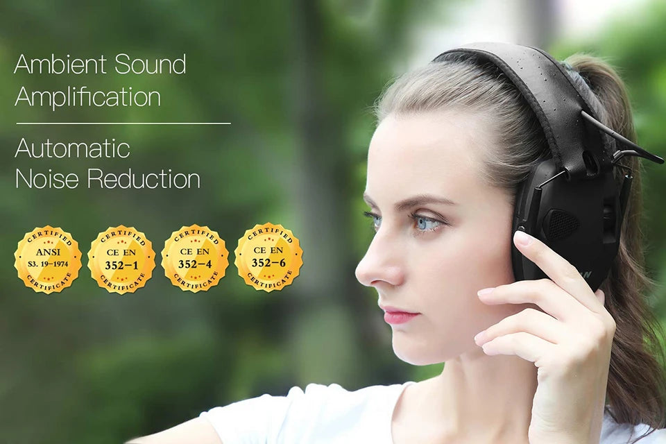 ZOHAN Electronic Shooting Ear Protection Sound Amplification Anti-noise Earmuffs Professional Hunting Ear Defender Outdoor Sport