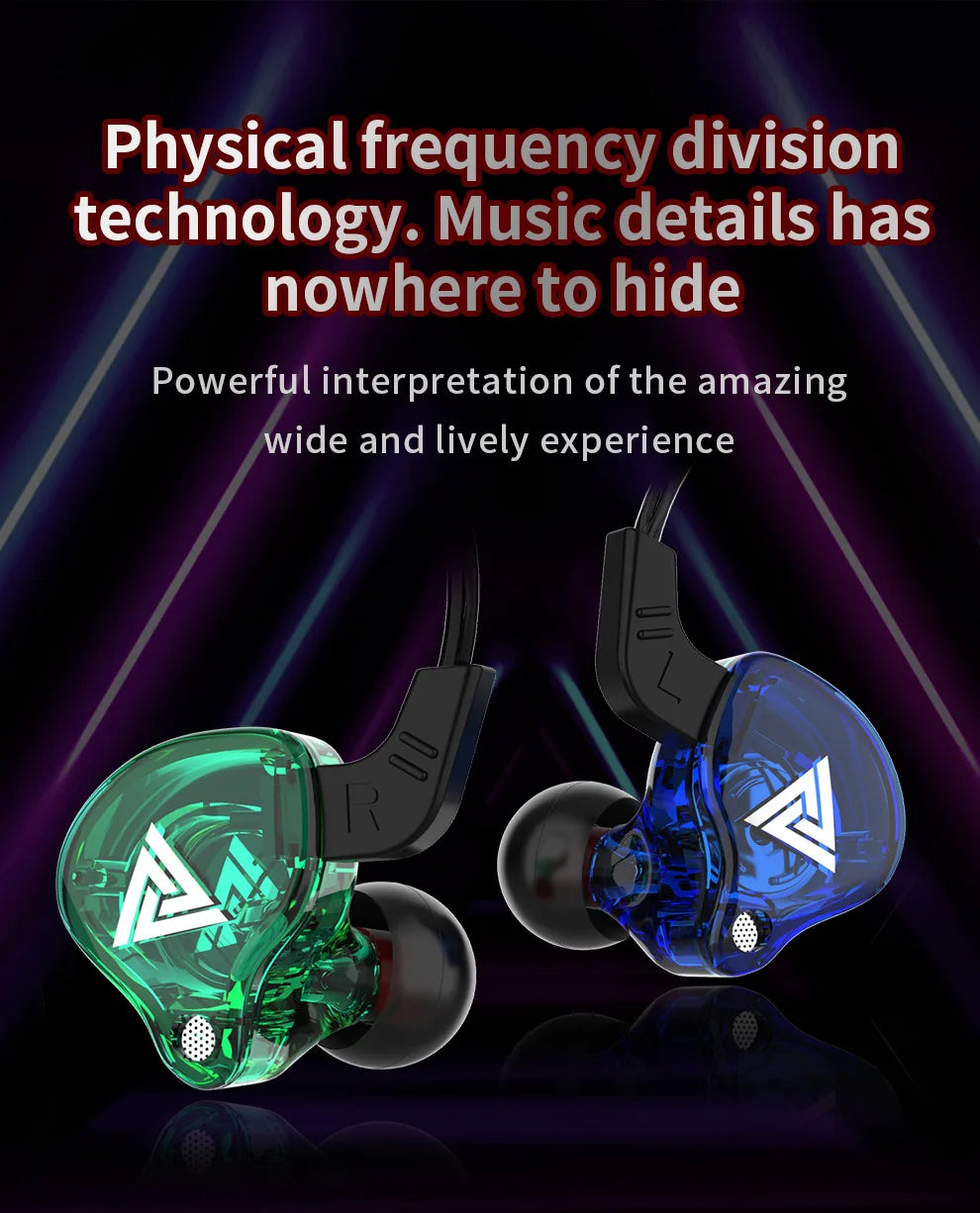 QKZ AK6 3.5mm Wired Headphones Copper Driver Stereo HiFi Earphone Bass Earbuds Music Running Sport Headsets Games Earphones