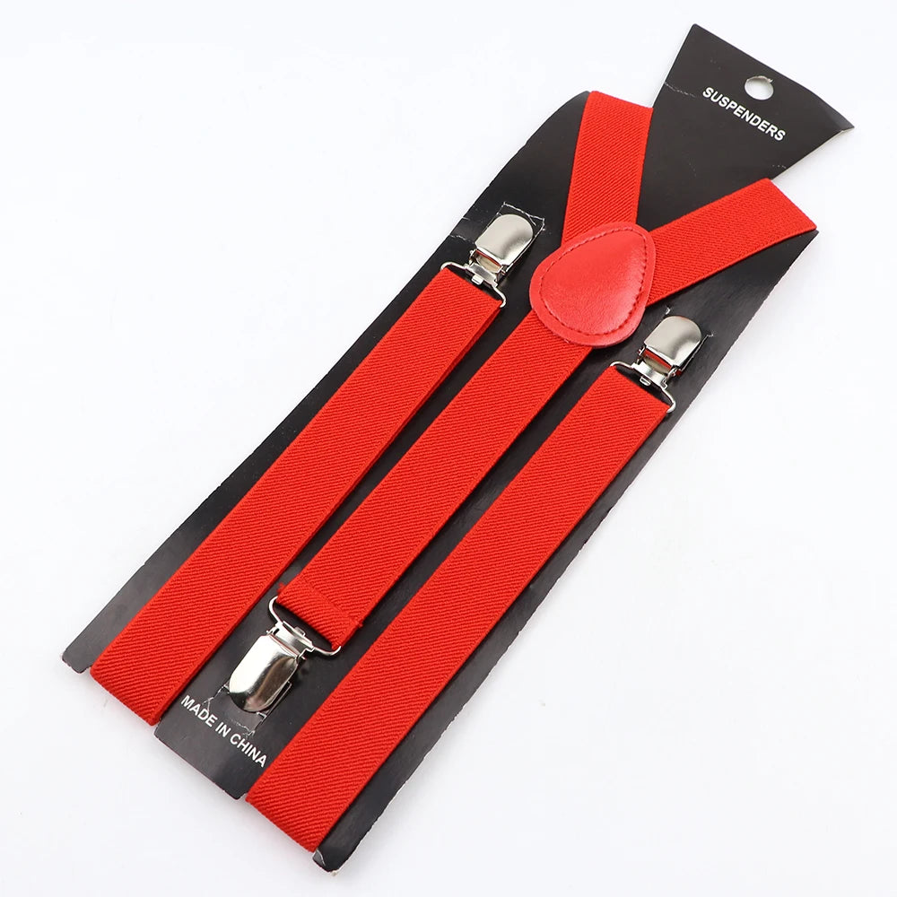 Hot Sale Solid Color Elastic Leather Suspender For Men Women Black Red Sage Green Adjustable Pants Shirt Girl Skirt Accessories