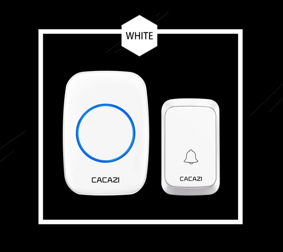 CACAZ Smart Home Waterproof Wireless Doorbell For Outdoor 4 Levels Volume 80DB 60 Chimes Home Calling Bell US EU UK AU Plug