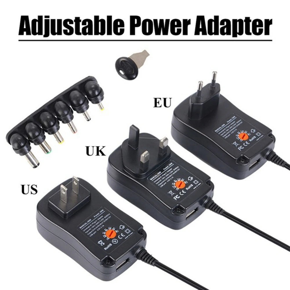30W Universal AC/DC Adapter Adjustable Power Supply Adaptor Charger 3V 4.5V 5V 6V 7.5V 9V 12V 2.1A For LED Light Bulb Strip CCTV