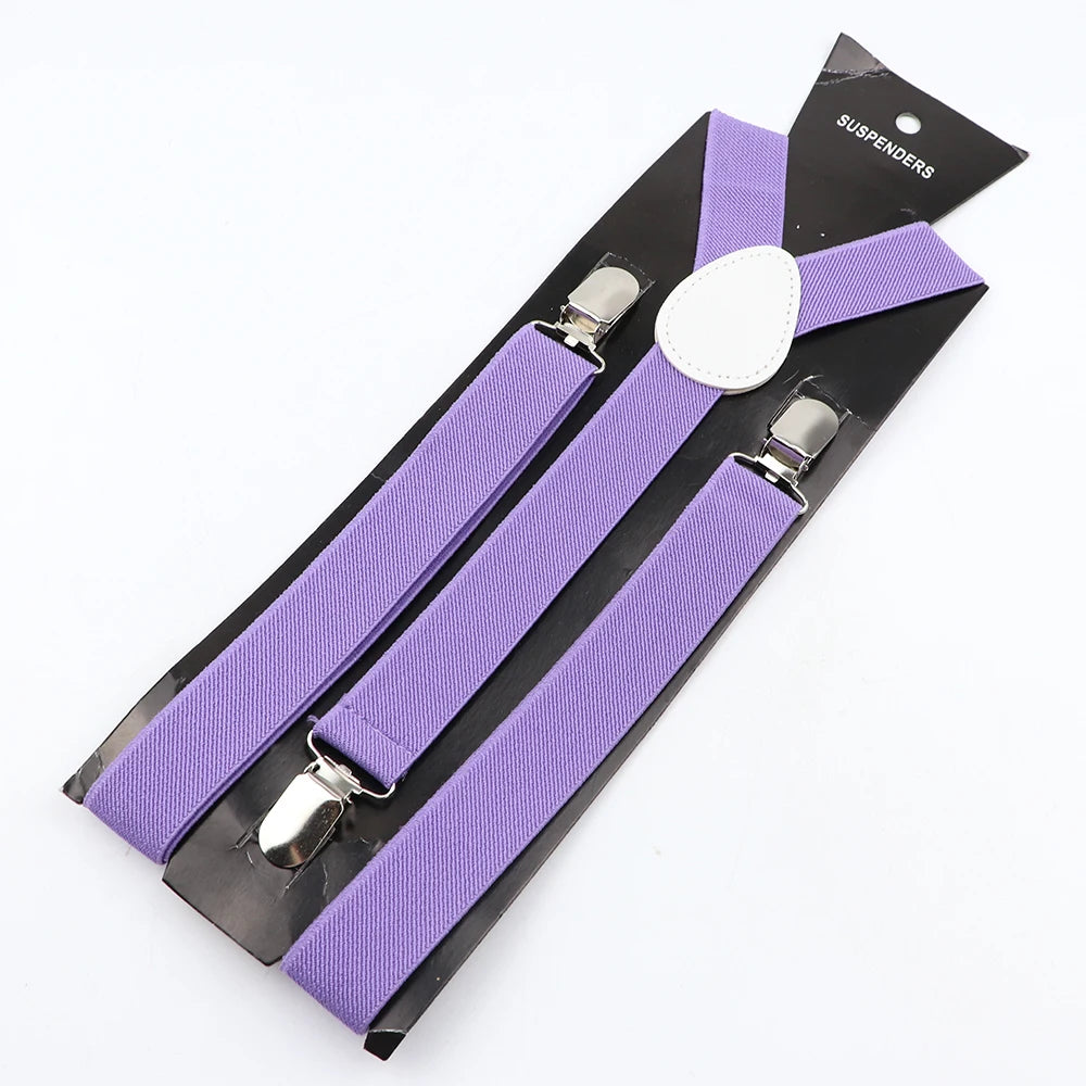 Hot Sale Solid Color Elastic Leather Suspender For Men Women Black Red Sage Green Adjustable Pants Shirt Girl Skirt Accessories
