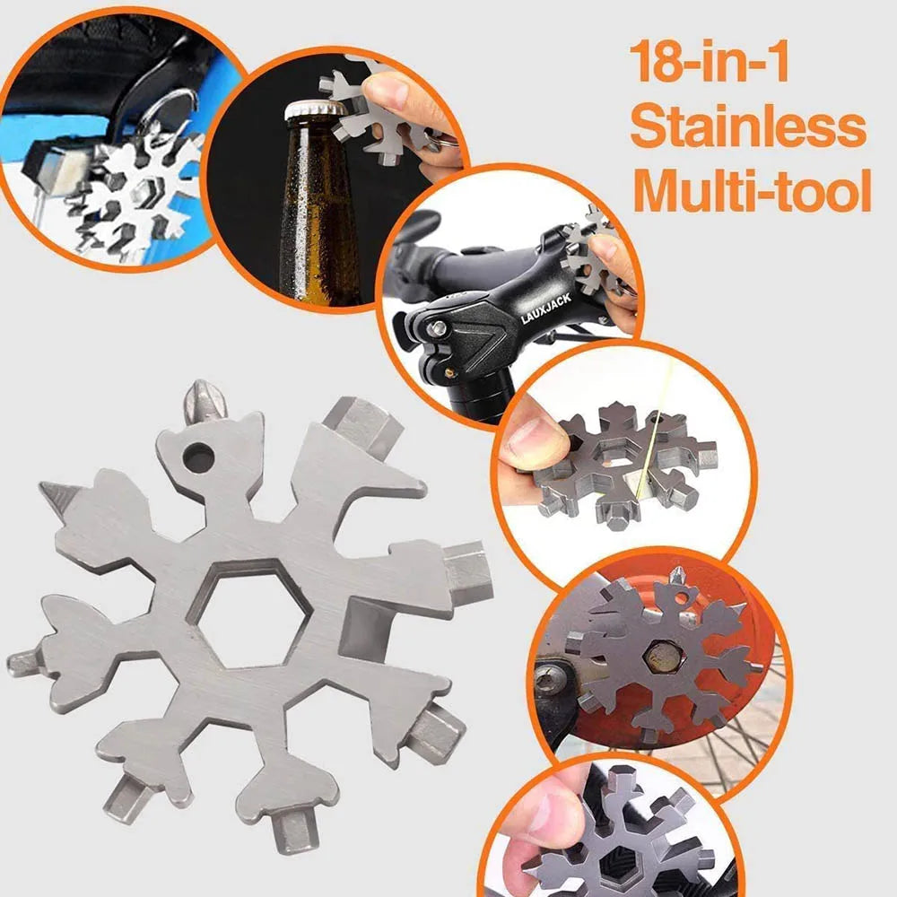 18-in-1 Snowflake Multi Tool Outdoor Camping Travel Camping Adventure Daily Survival Tools Stainless Screwsdriver Bottle Opene