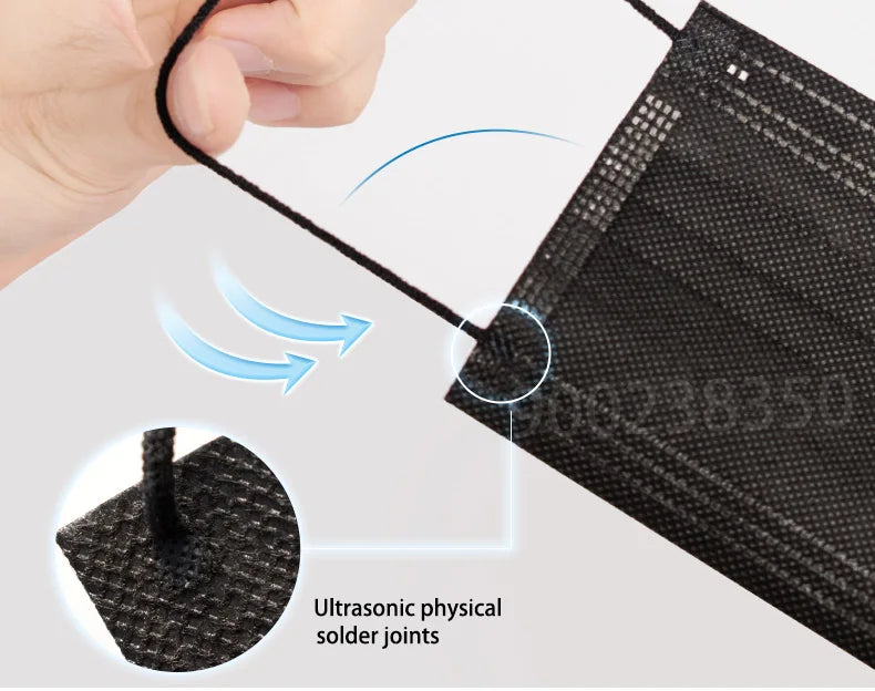 10/50/100/200/500pcs Mask Disposable Separate Package Black Face Masks Independent Packaging 3 Layer Ply safe Protective mask