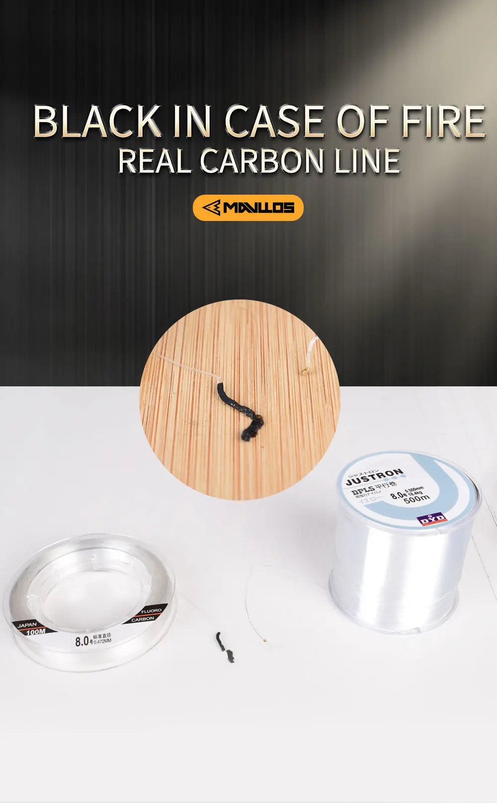 Mavllos Fluorocarbon Fishing Line 50m Ture 100% Sink Monofilament Fluorocarbon Line  Invisible Carbon Leader Fishing Line