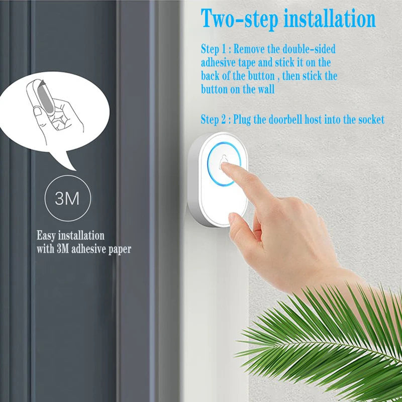 Wireless Doorbell Tuya App Intelligent Home Welcome Doorbell Waterproof Button LED Light 433MHz Security Alarm Smart Doorbell