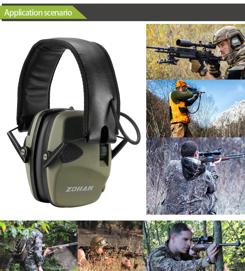 ZOHAN Electronic Shooting Ear Protection Sound Amplification Anti-noise Earmuffs Professional Hunting Ear Defender Outdoor Sport