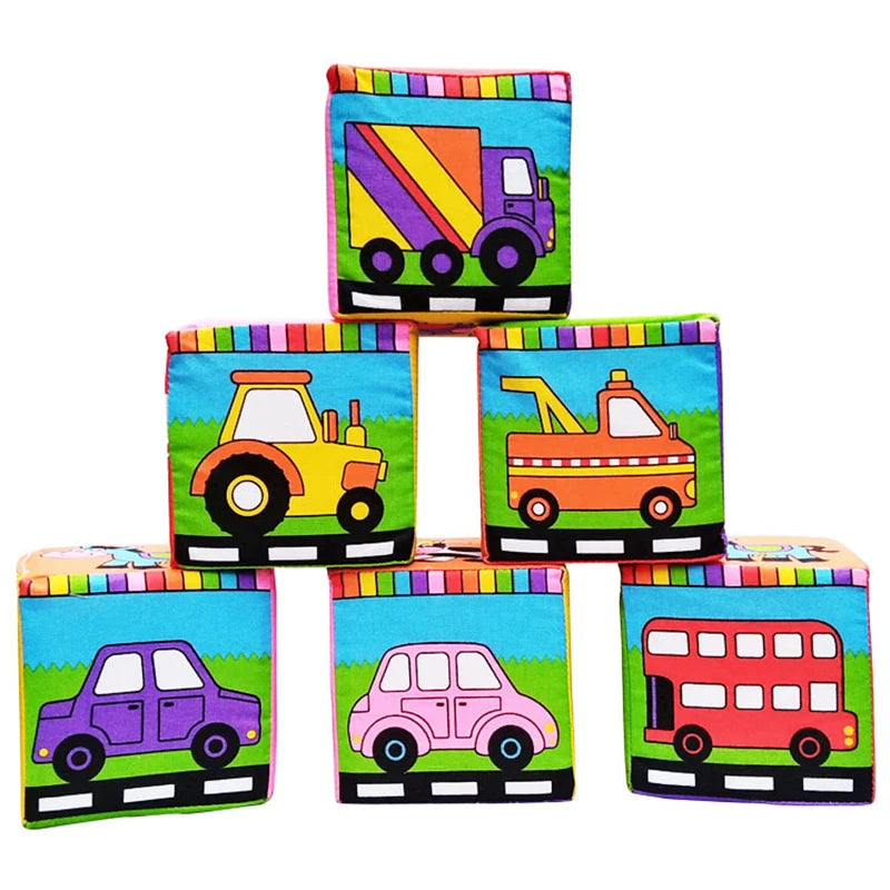 6PCS Cloth Building Blocks Baby Infant Soft Plush Doll Kids Sensory Educational Toys for Children Building Cube Construction Set