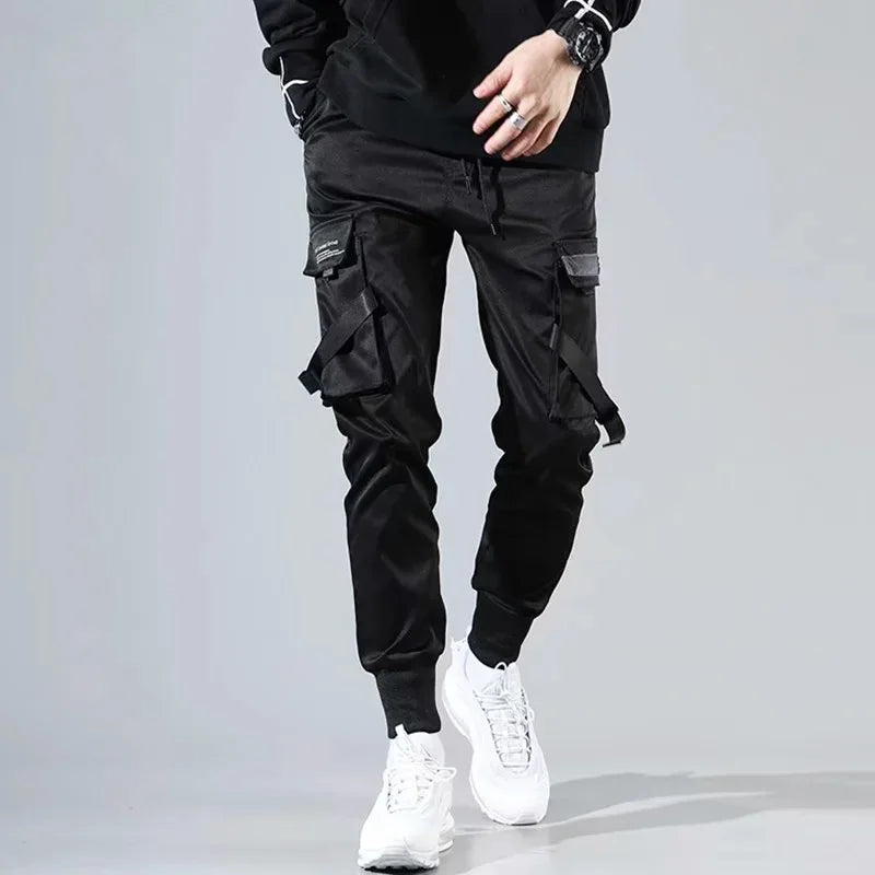 Ribbons Harem Joggers Men Cargo Pants Streetwear 2026 Hip Hop Casual Pockets Track Pants Male Harajuku Fashion Trousers