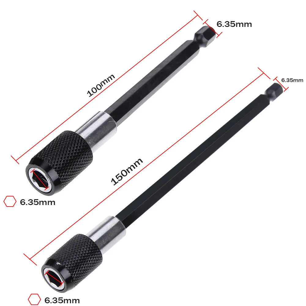 1/4 Inch Hex Shank Quick Release Screwdriver Bit Holder Extension Bar 60mm 100mm 150mm