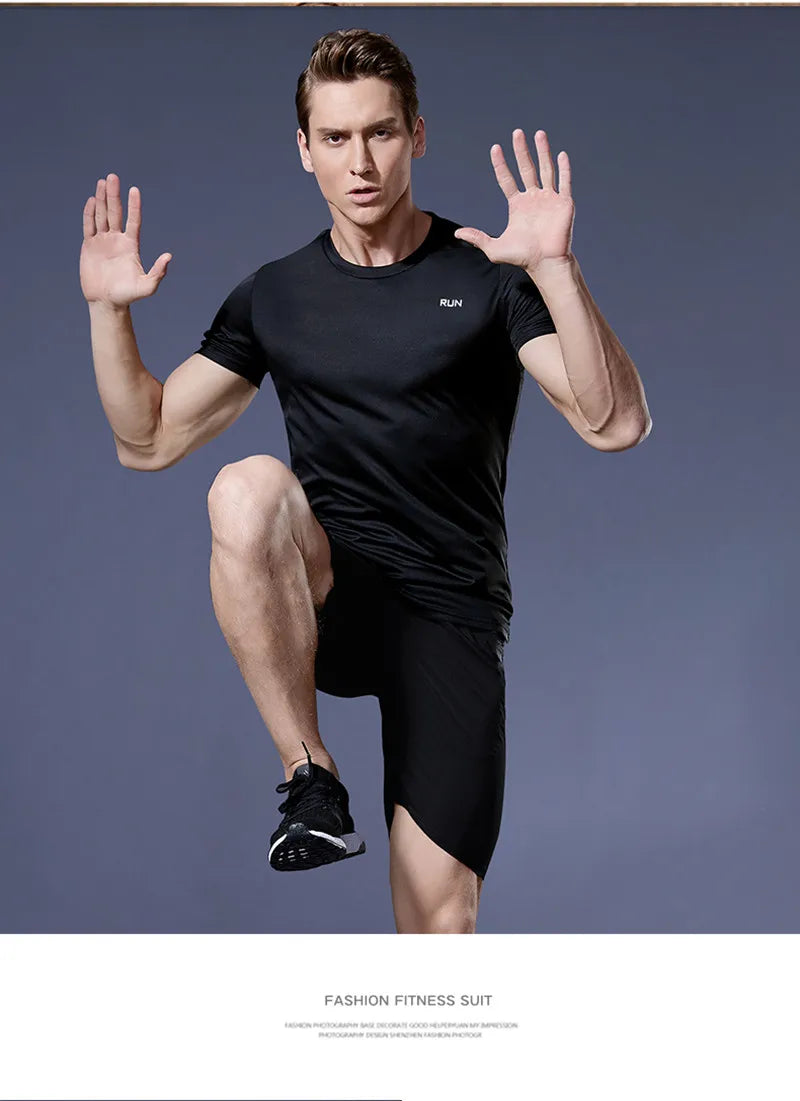 Men's Sportswear Tracksuit Gym Compression Clothing Fitness Running Set Athletic Wear T Shirts Ropa Deportiva Hombre Camisetas
