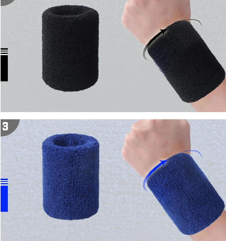 2Pcs Sport Wristbands + 1Pcs Headband Towel Sweatband Set For Yoga Basketball Tennis Fitness Run Head Band Wrist Brace Protector