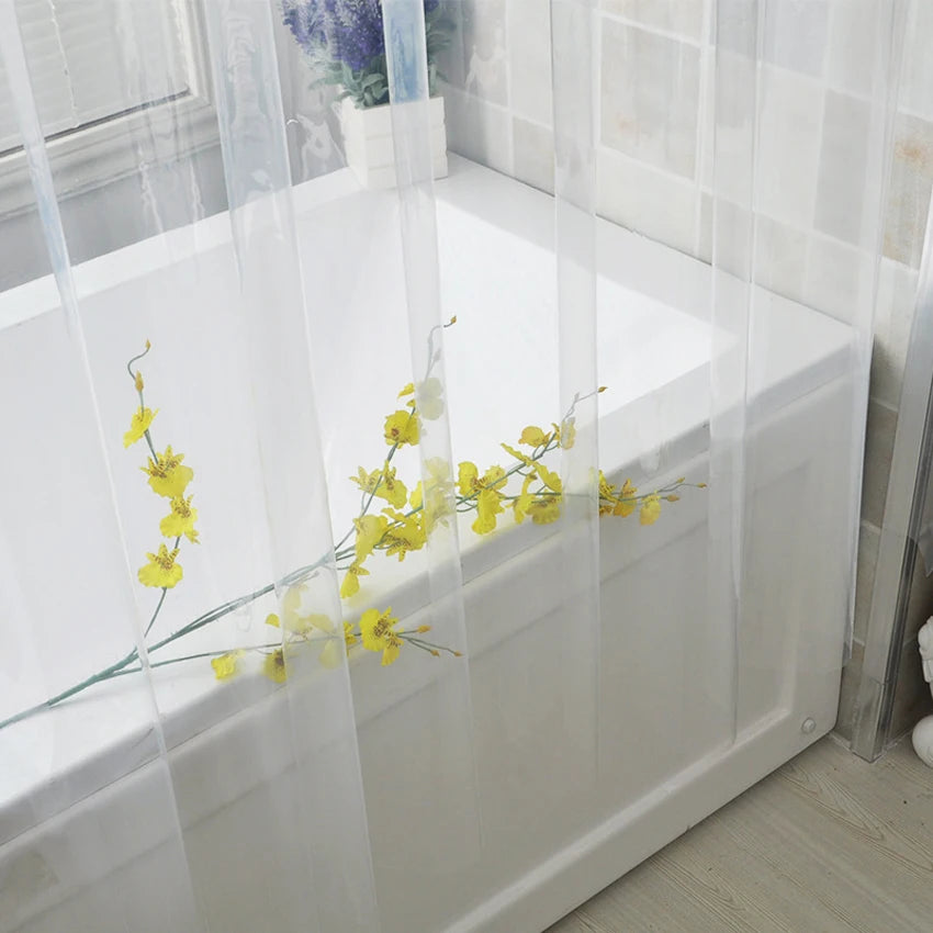 Transparent Shower Curtain Waterproof Clear White PEVA Bath Curtains Liner for Bathroom Mildew Home Hotel with Free Hooks