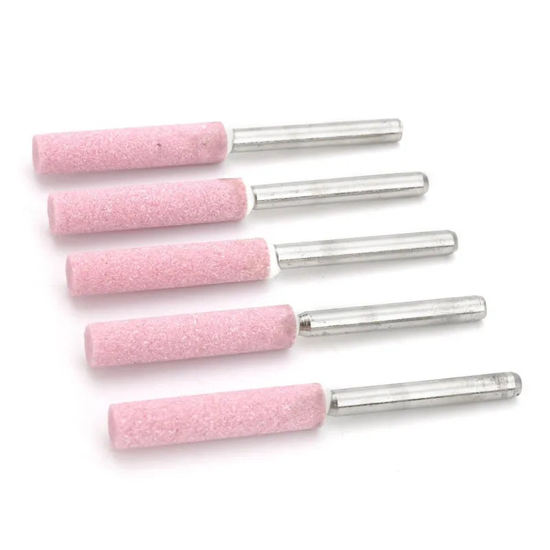 5PCS Diamond Coated Cylindrical Burr 4mm Chainsaw Sharpener Stone File Chain Saw Sharpening Carving Grinding Tools