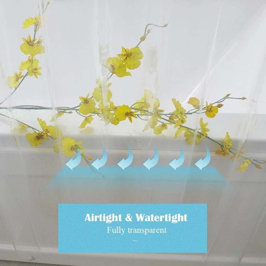 Transparent Shower Curtain Waterproof Clear White PEVA Bath Curtains Liner for Bathroom Mildew Home Hotel with Free Hooks