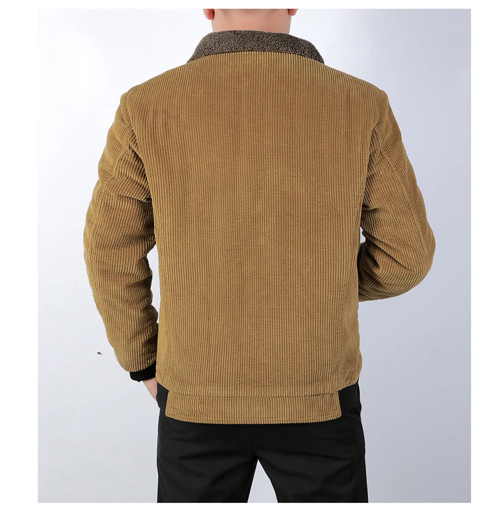 DIMUSI Winter Men's Bomber Jacket Fashion Man Corduroy Cotton Warm Padded Coats Casual Outwear Thermal Jackets Mens Clothing