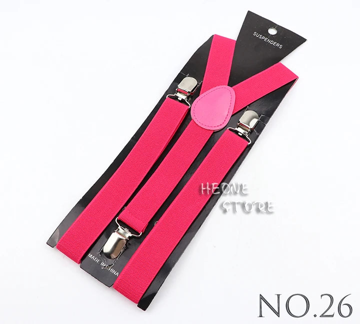 Hot Sale Solid Color Elastic Leather Suspender For Men Women Black Red Sage Green Adjustable Pants Shirt Girl Skirt Accessories