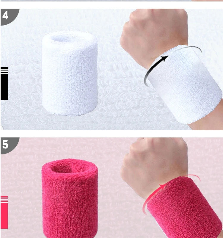 2Pcs Sport Wristbands + 1Pcs Headband Towel Sweatband Set For Yoga Basketball Tennis Fitness Run Head Band Wrist Brace Protector
