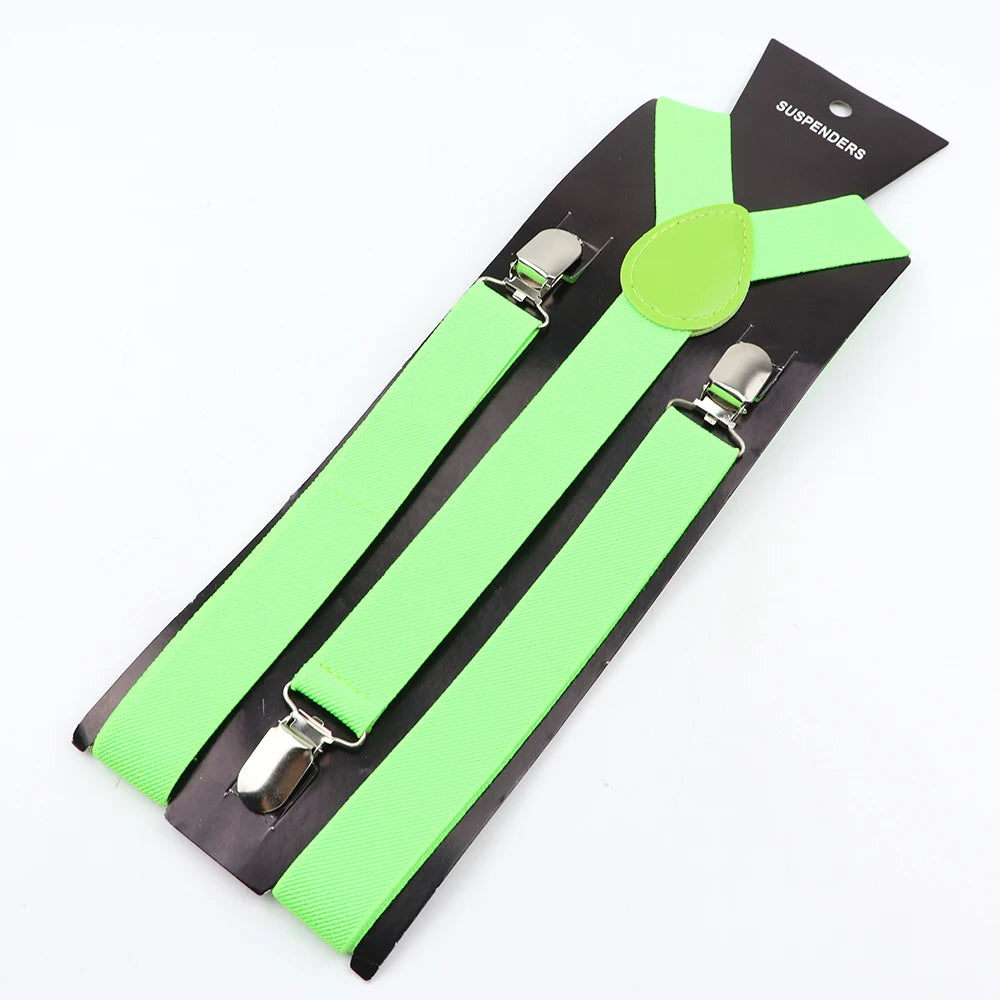 Hot Sale Solid Color Elastic Leather Suspender For Men Women Black Red Sage Green Adjustable Pants Shirt Girl Skirt Accessories
