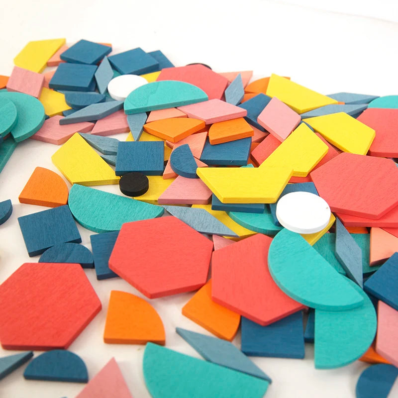 DIY Children's Wooden Toys 155pcs Wooden Jigsaw Puzzle Board Set Colorful Montessori Educational Toys For Children Kids Gift