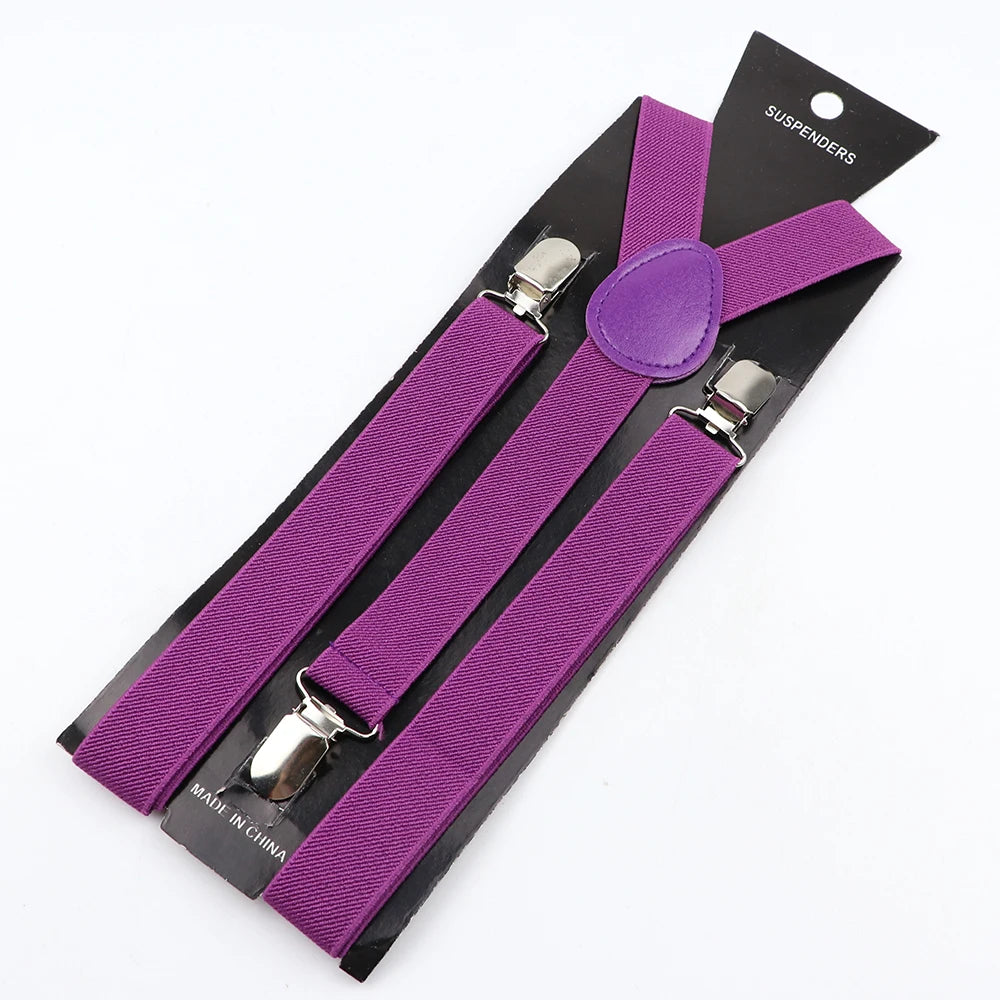 Hot Sale Solid Color Elastic Leather Suspender For Men Women Black Red Sage Green Adjustable Pants Shirt Girl Skirt Accessories