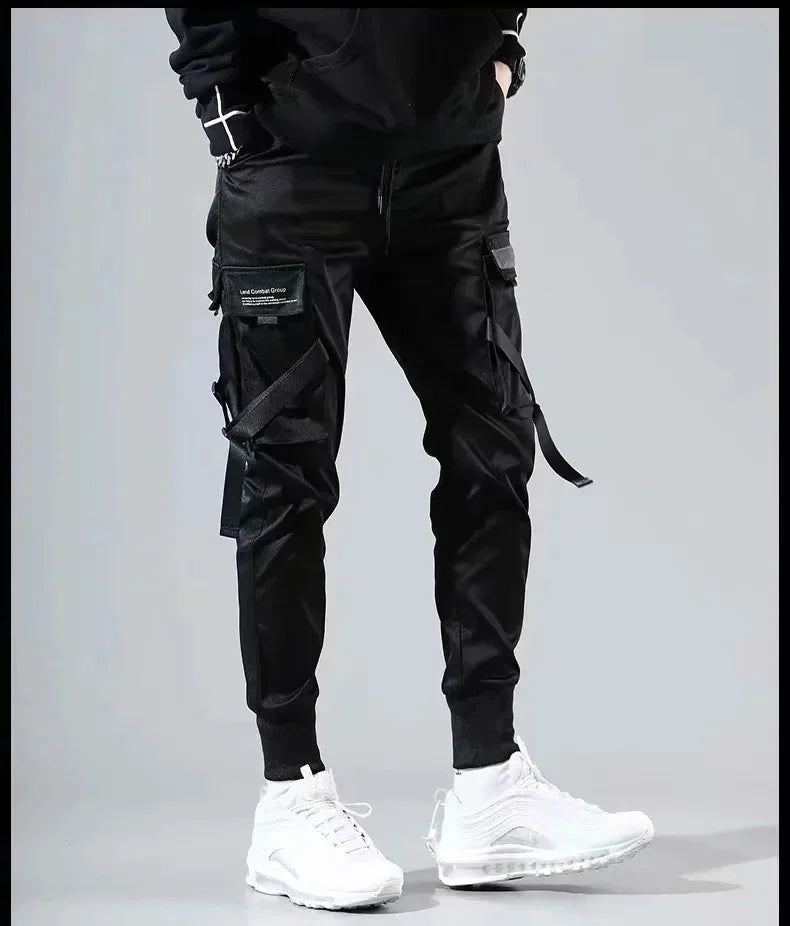 Ribbons Harem Joggers Men Cargo Pants Streetwear 2026 Hip Hop Casual Pockets Track Pants Male Harajuku Fashion Trousers