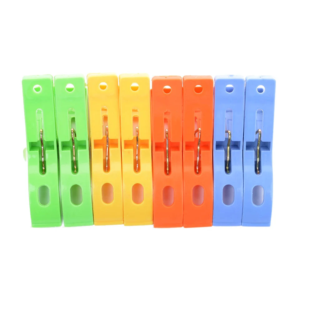 8ps/set Hanger Clips Large Plastic Windproof Beach Towel Clothes Pins Spring Clamp Clothespin Powerful Hot New Cheap Wholesale
