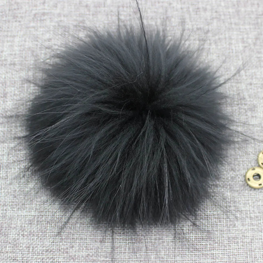 Big Fluffy Real Fur Fox Pompoms With Button DIY Raccoon Fur Pom Poms Balls Natural Fur Pompon For Scarves Hats Caps Accessories